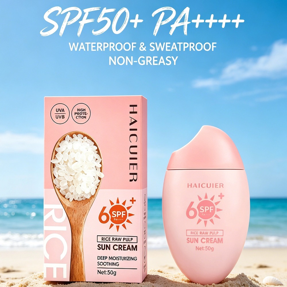 Spf 50 Waterproof Sunscreen - SPF50+ Tabir Surya Beras Mentah Melembapkan