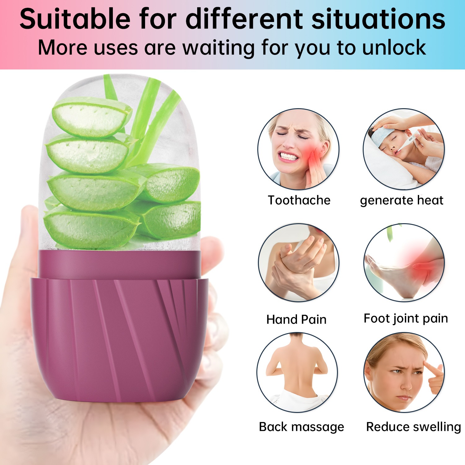 Face Ice Roller Puffiness - Cetakan Es Wajah Bergaris Estetis, Roller