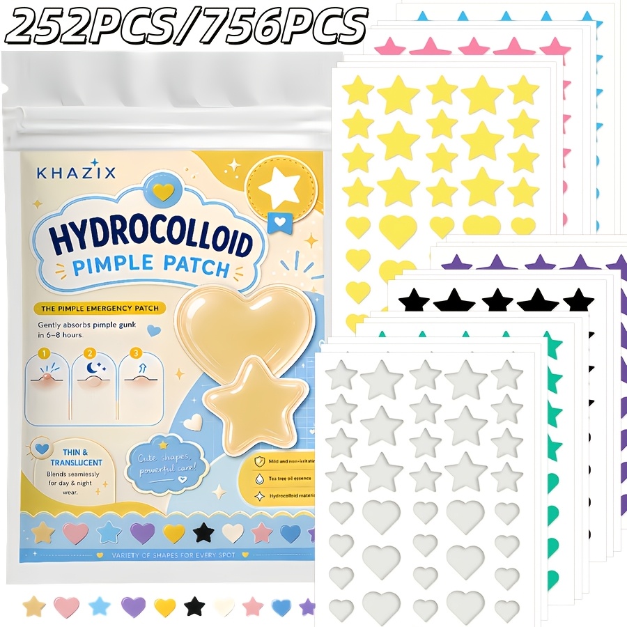 Hydrocolloid Pimple Patch - 7 warna, 252 PCS/756 PCS. Plester