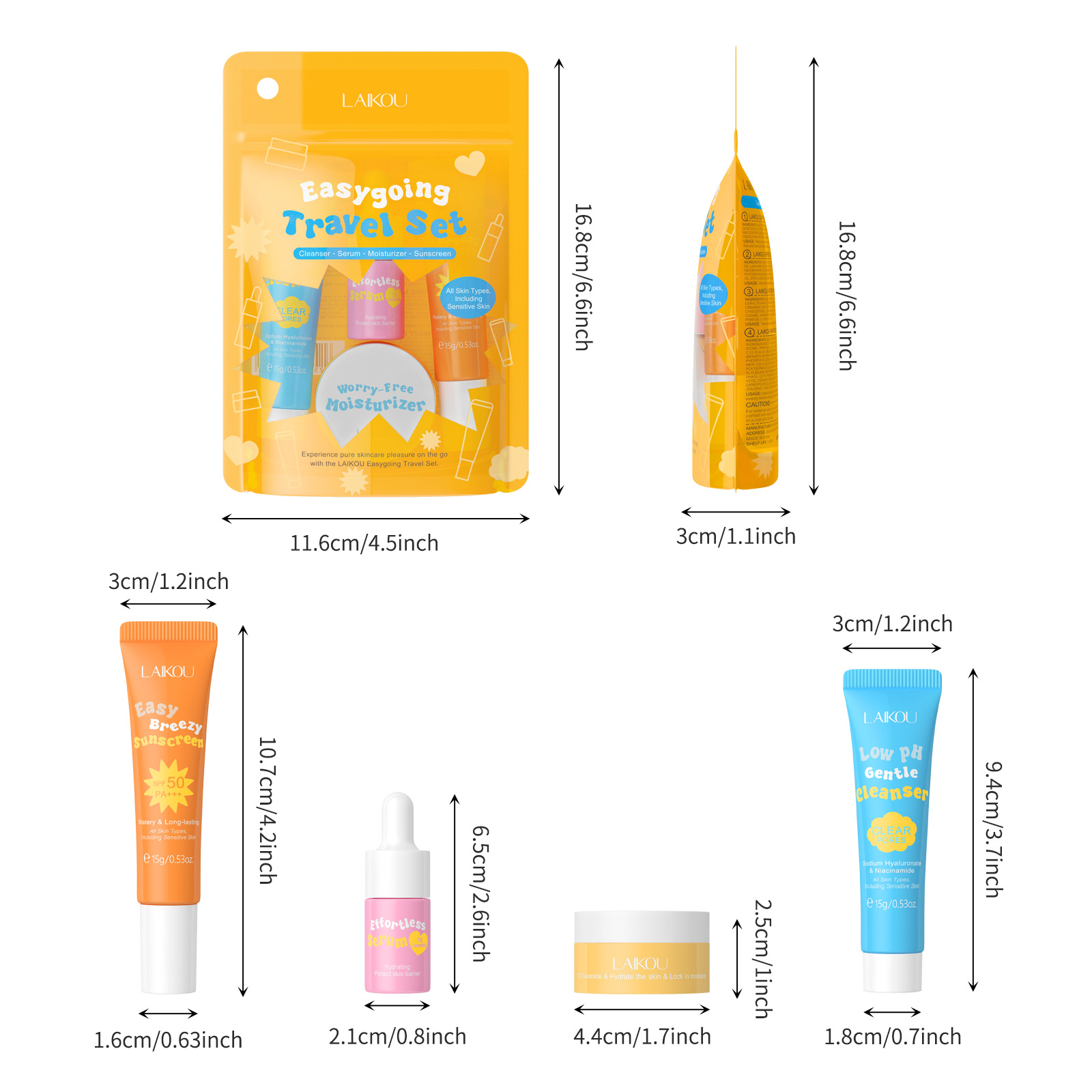 Hyaluronic Acid Facial Serum - 4 buah Laikou Ceramide setelan perjalanan