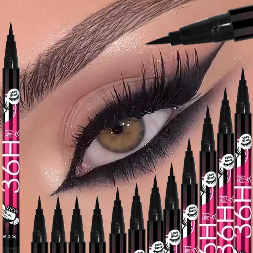 Waterproof Liquid Eyeliner Pen - 1/5/12 Buah Set Eyeliner Cair Hitam
