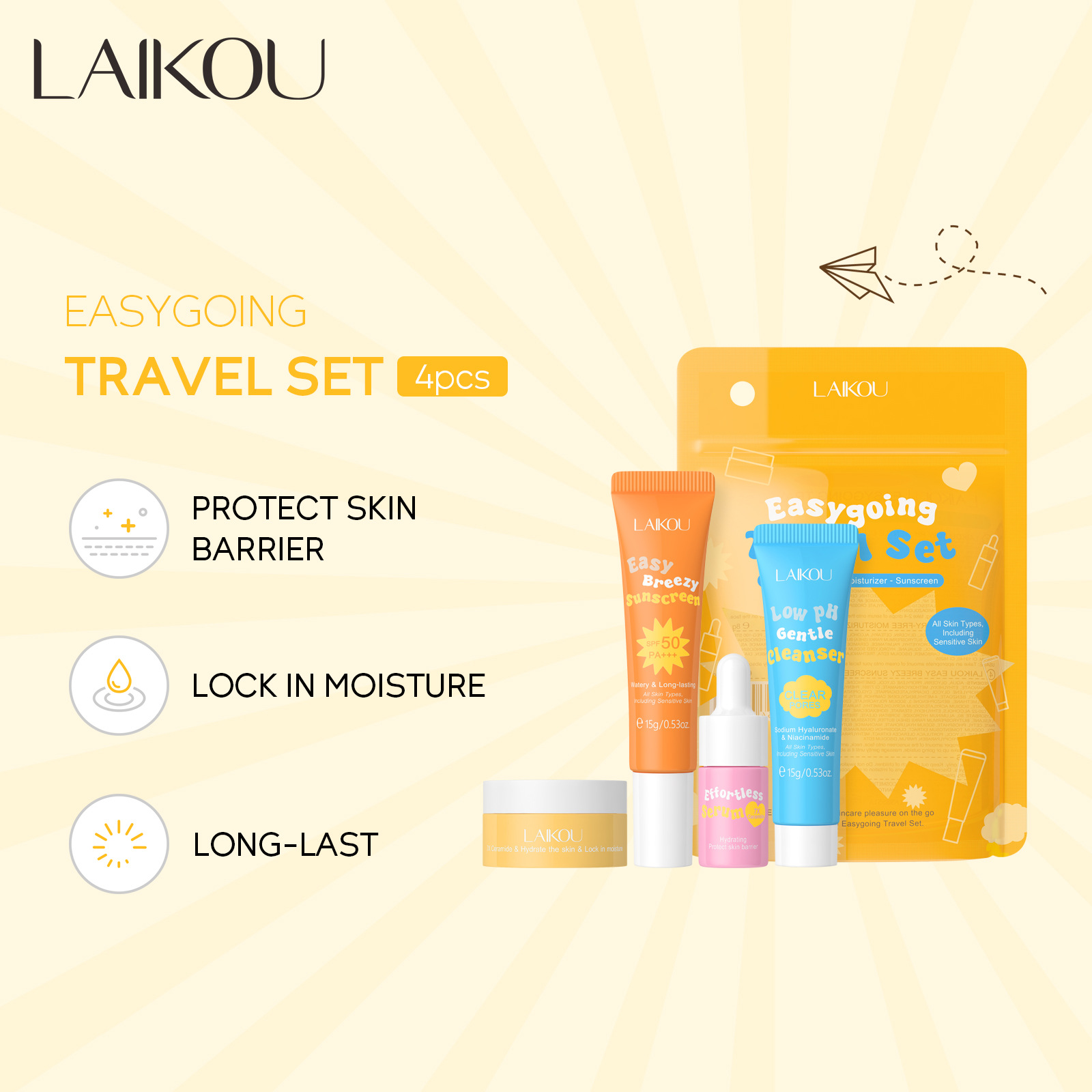 4 buah Laikou Ceramide setelan - Hyaluronic Acid Facial Serum ulasan dan harga