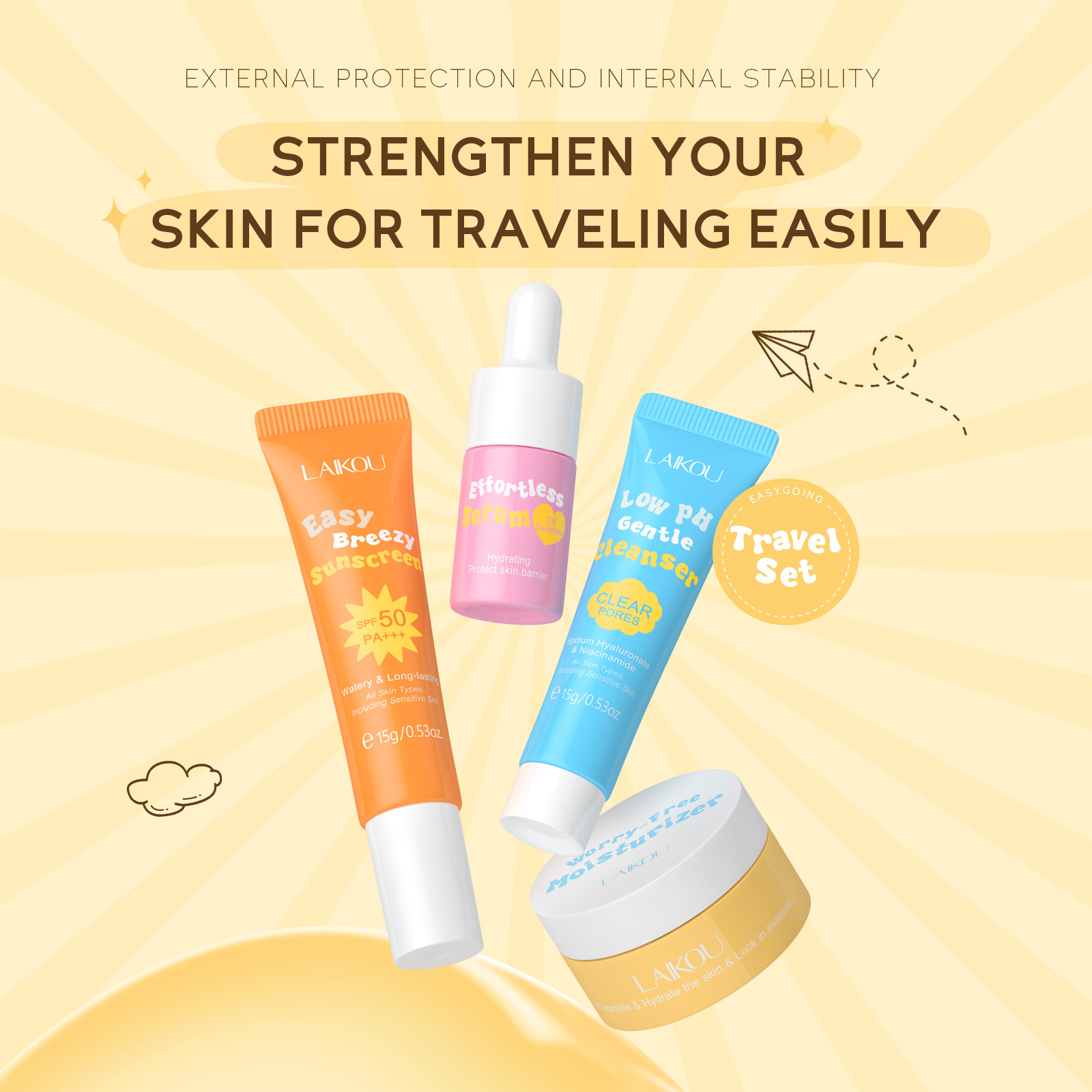 4 buah Laikou Ceramide setelan - Hyaluronic Acid Facial Serum ulasan dan harga