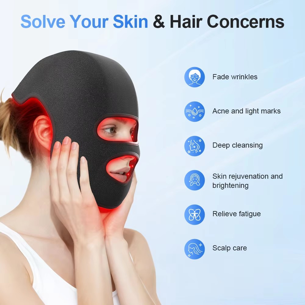 Topi LED 4 Warna & Masker Waja - Led Light Therapy Face Mask ulasan dan harga