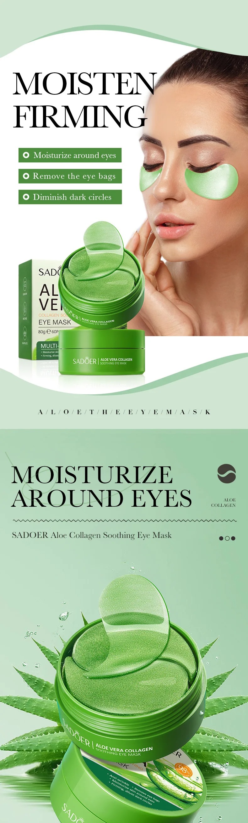 Masker mata kolagen Aloe Vera, - Collagen Under Eye Patches ulasan dan harga